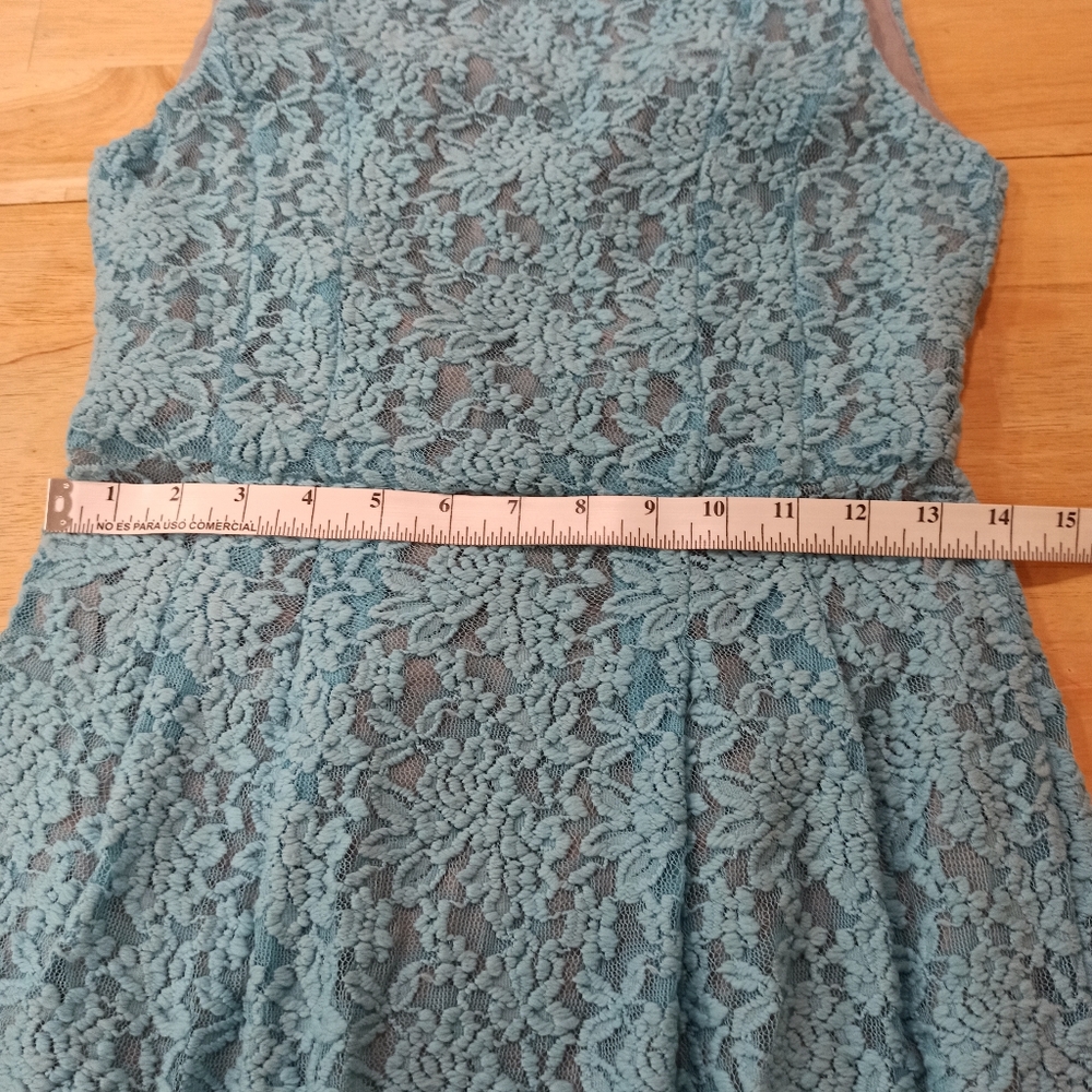 Darling Dress Aqua Lace Blue Floral small Back Zip Up - Picture 14 of 16